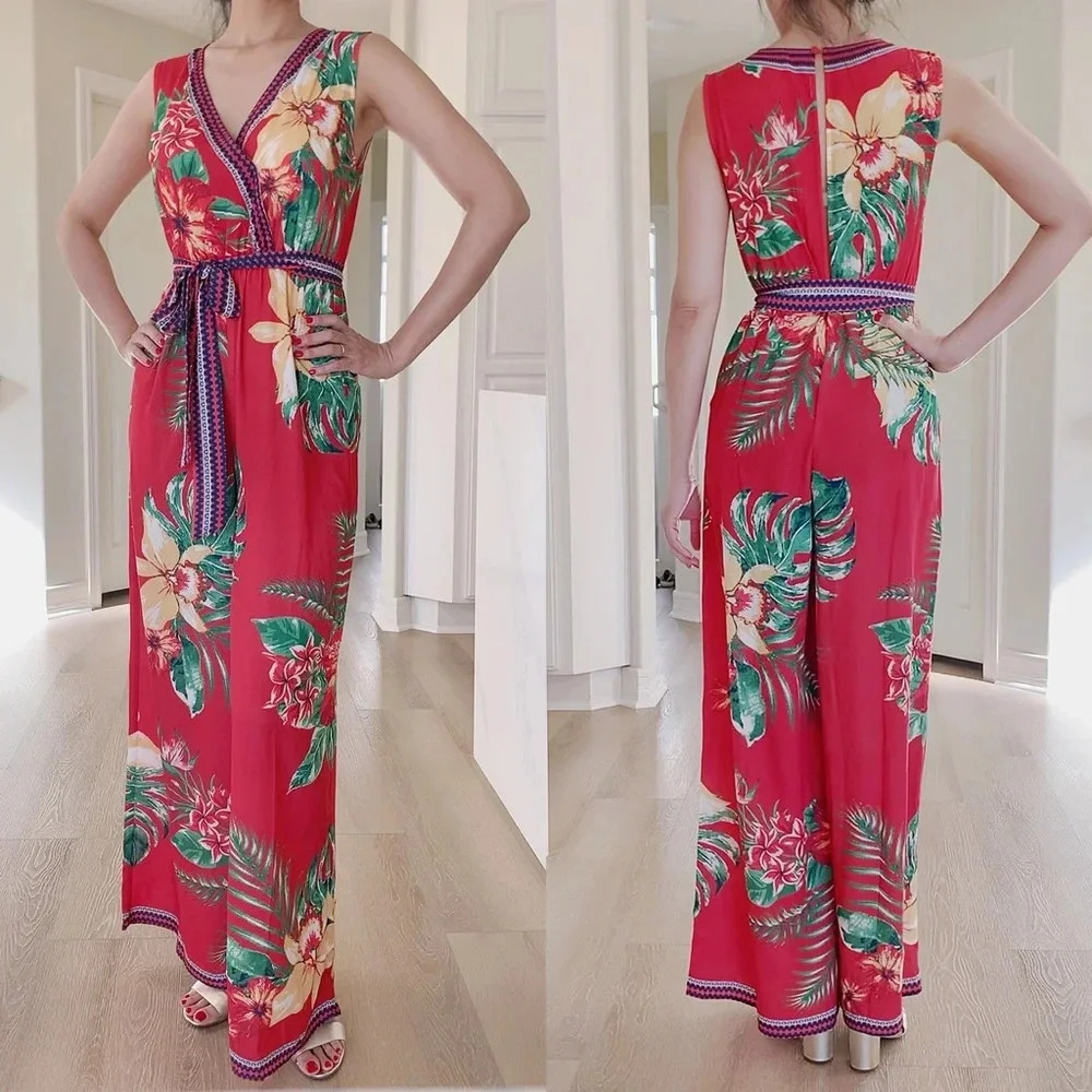 FLYING TOMATO Red Floral Jumpsuit - Picture 2 of 6
